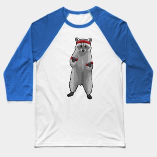 Racoon at Fitness with Dumbbells Baseball T-Shirt
